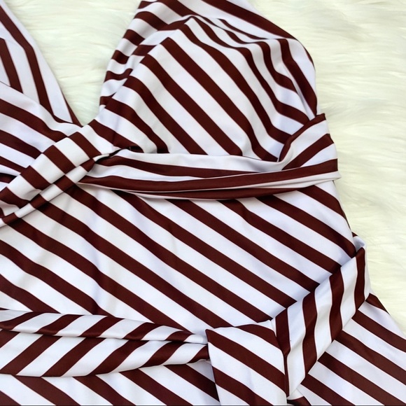 Women’s Brown White Waist Tie One Piece, XL. - Picture 5 of 8